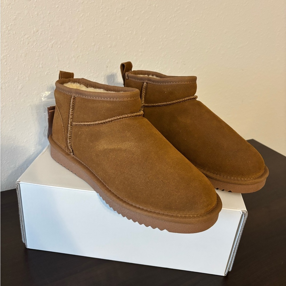 New DREAM PAIRS Women Snow Ankle Boots Warn Faux Fur Lined Slip On Suede 8.5